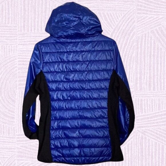 DKNY NEW SPORT HOODED JACKET COAT ZIP UP PACKABLE PUFFER COBALT BLUE SMALL - Picture 4 of 9